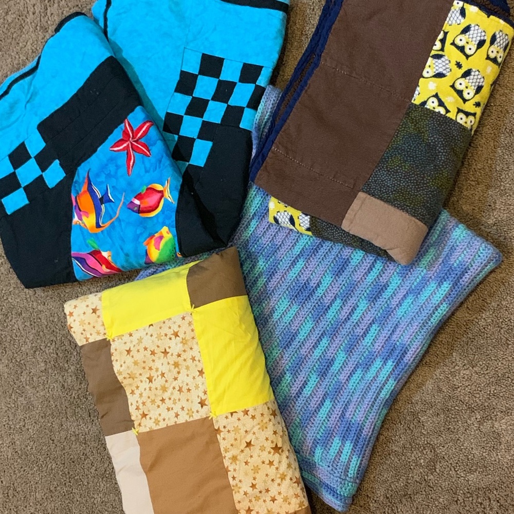 4 HANDMADE BABY BLANKETS!!!!! LIKE NEW!